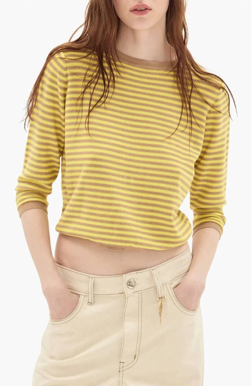NEW DELUC naxos sweater in vison & yellow